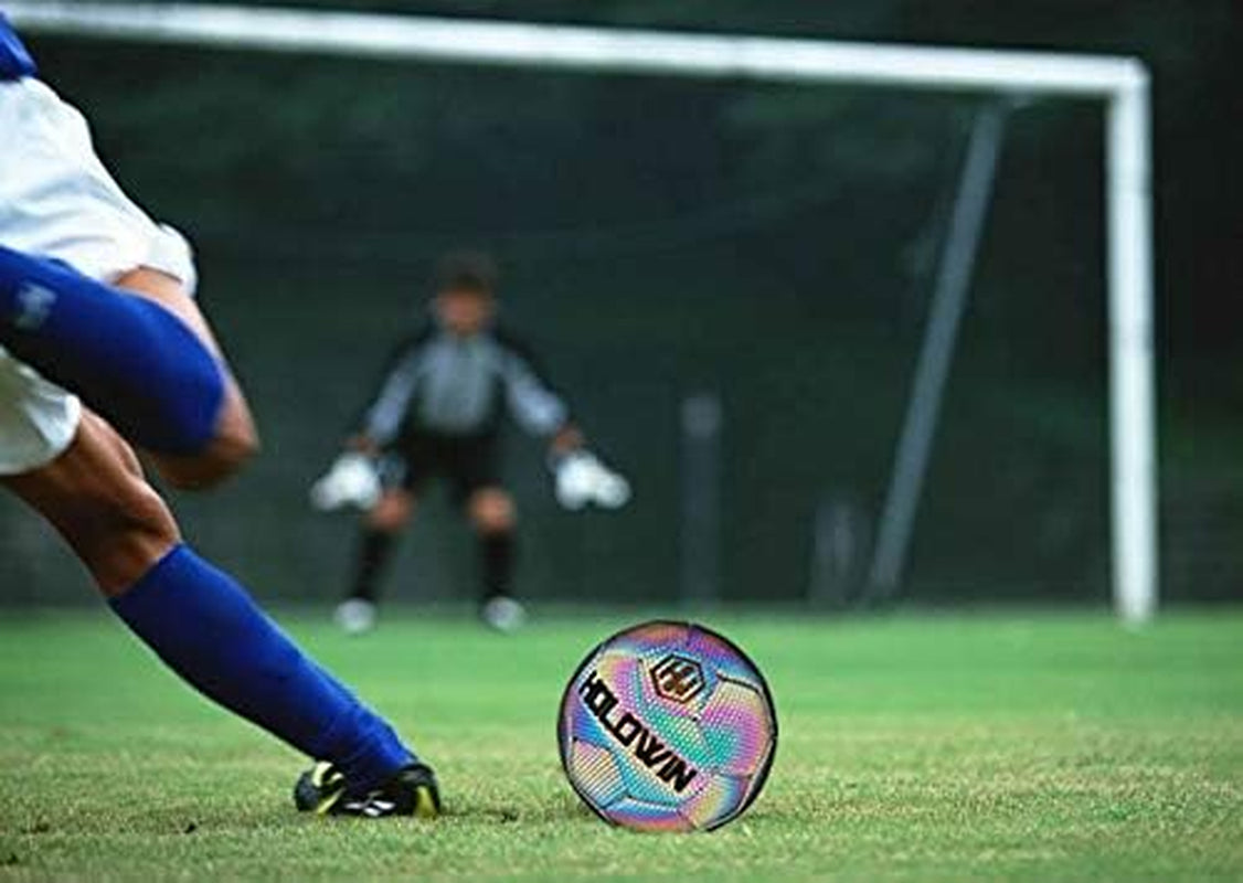 HOLOWIN Holographic Luminous Soccer Ball - Size 5, Ideal for Night Games and Training, Reflective and Glow-in-the-Dark Features, Perfect Gift for Boys, Kids, and Men