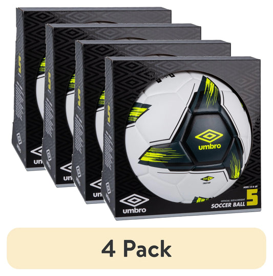 (4 Pack)  Tristar Size 5 Adult and Teen Soccer Ball, White/Gray/Yellow