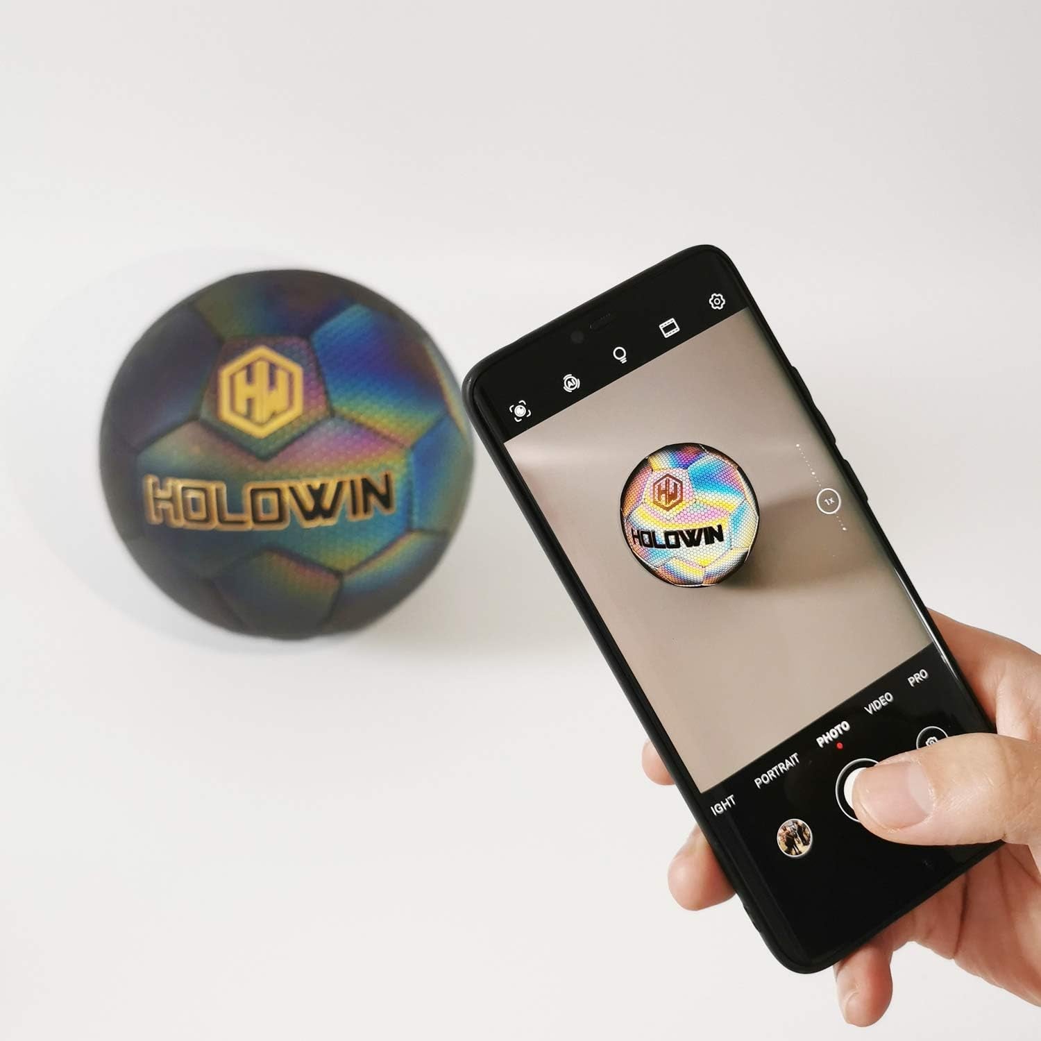 HOLOWIN Holographic Luminous Soccer Ball - Size 5, Ideal for Night Games and Training, Reflective and Glow-in-the-Dark Features, Perfect Gift for Boys, Kids, and Men
