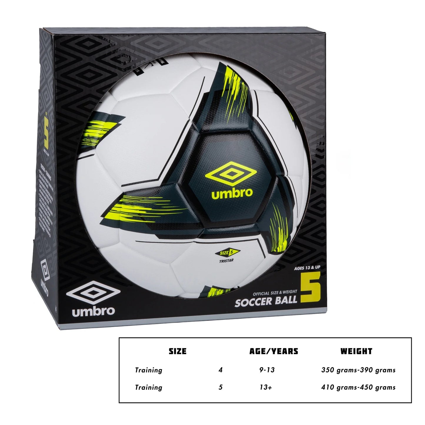 (4 Pack)  Tristar Size 5 Adult and Teen Soccer Ball, White/Gray/Yellow