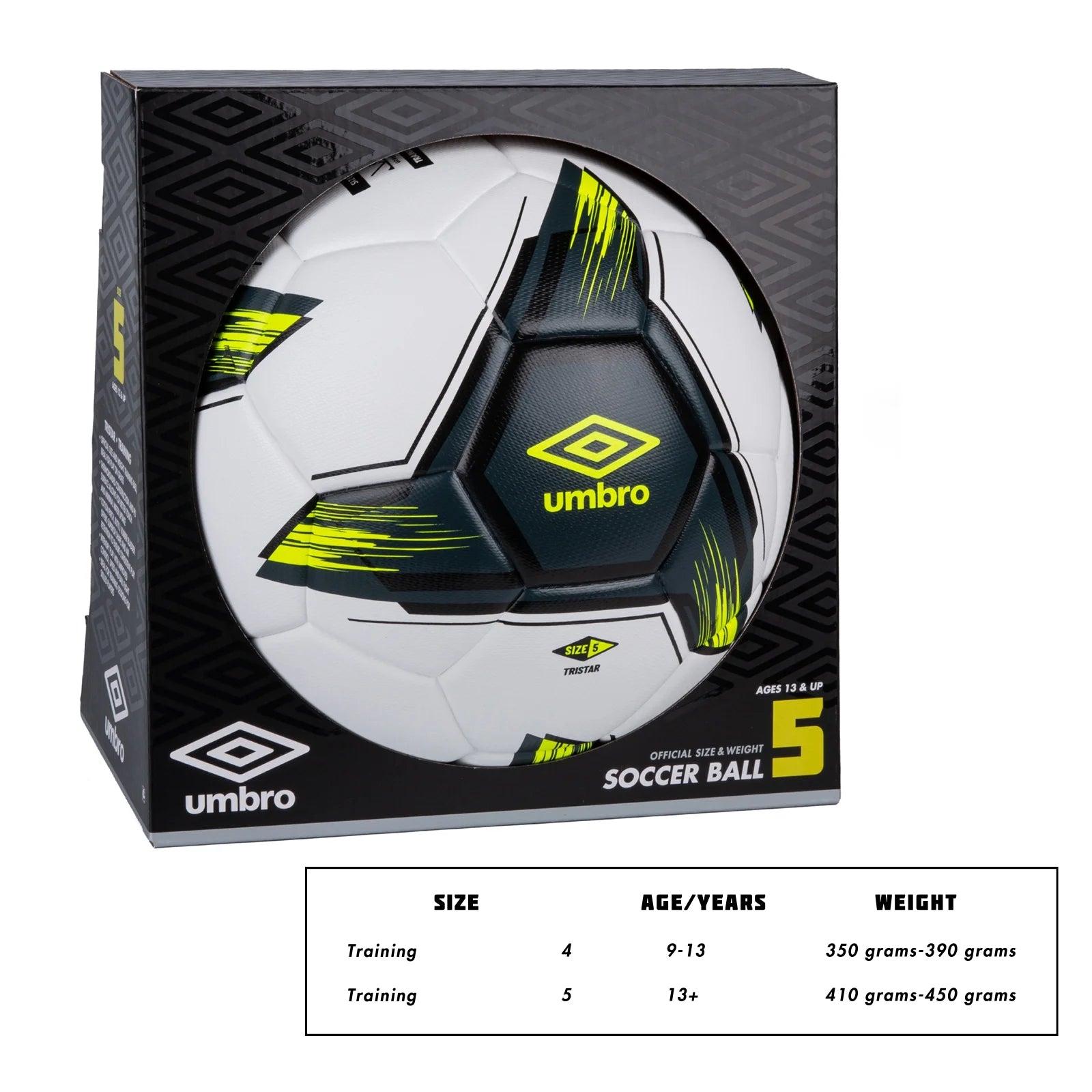 (4 Pack)  Tristar Size 5 Adult and Teen Soccer Ball, White/Gray/Yellow
