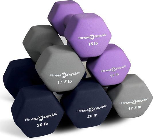 Neoprene Dumbbell Set for Exercise - Non-Slip, Anti-Roll Hex Hand Weights for Home Gym Training - Ideal for Both Men and Women