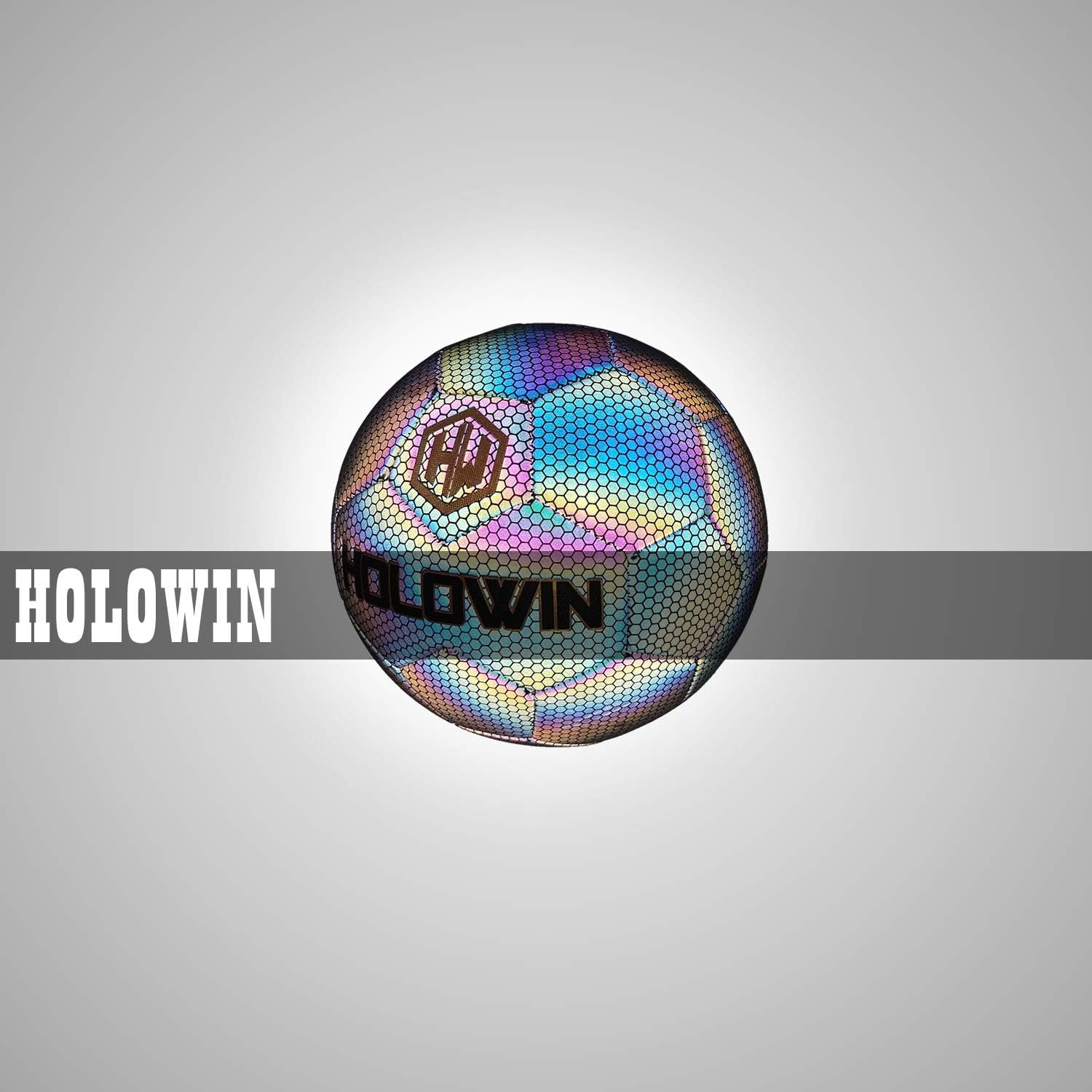 HOLOWIN Holographic Luminous Soccer Ball - Size 5, Ideal for Night Games and Training, Reflective and Glow-in-the-Dark Features, Perfect Gift for Boys, Kids, and Men